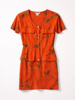 Vintage Genny Silk Floral Button Front Dress